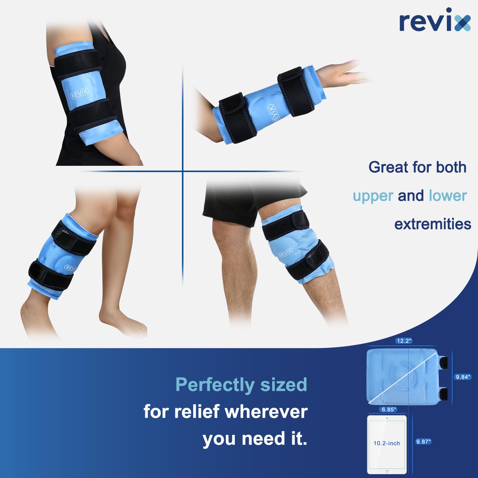 REVIX compresas para rodilla y codo con diseño versátil para distintos usos diarios.