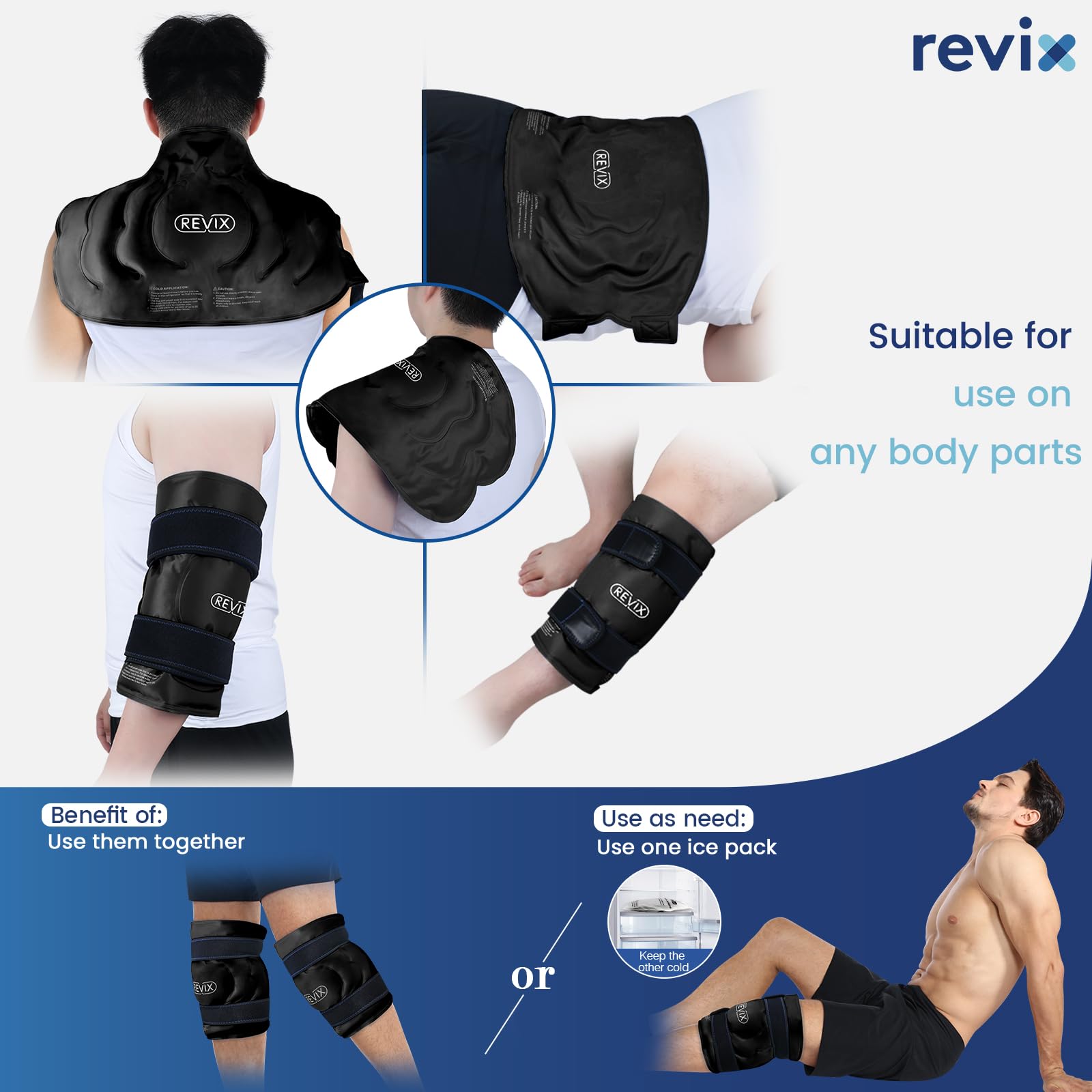 REVIX cierres ajustables aseguran compatibilidad con diferentes tamaños de rodilla.