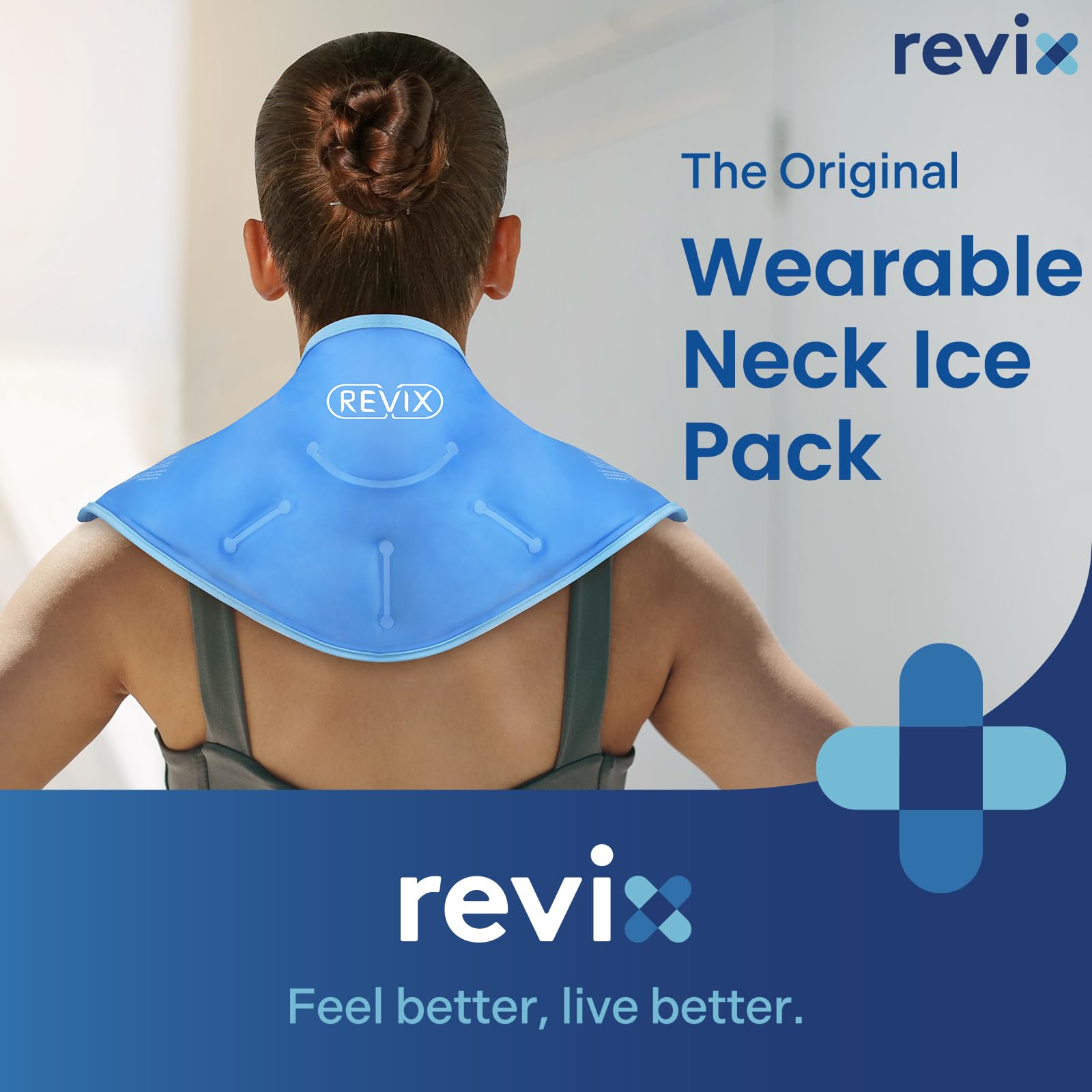REVIX cuello-hielo, doble tela para enfriamiento suave y frío profundo en hombros.