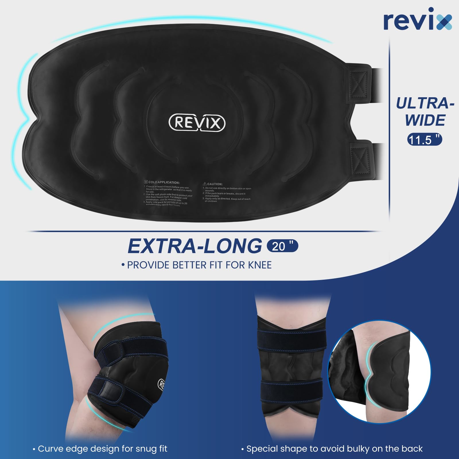 REVIX lado suave esponjoso ofrece contacto cálido y agradable al aplicar frío.