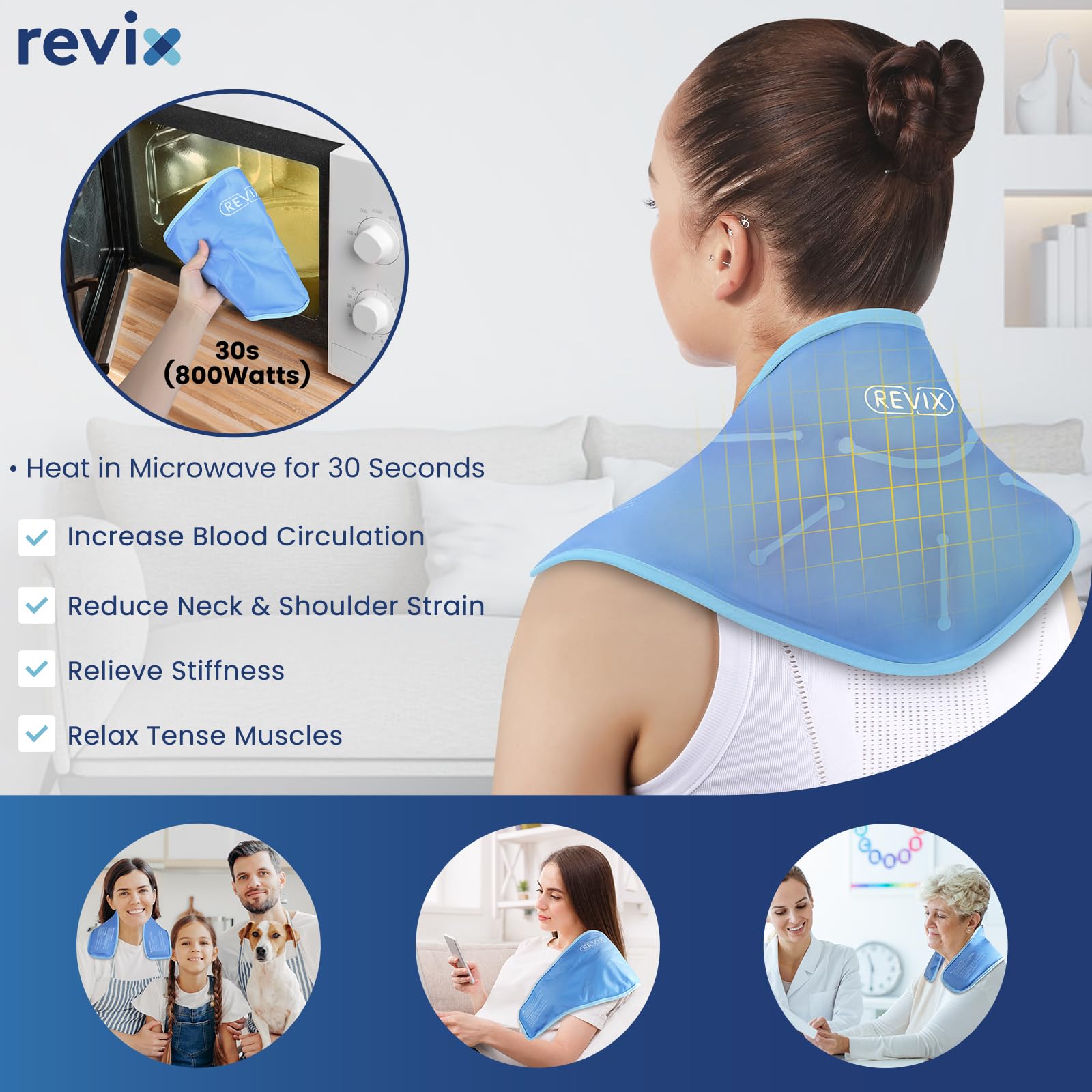 REVIX ajuste flexible, cubre cuello y hombros con comodidad.