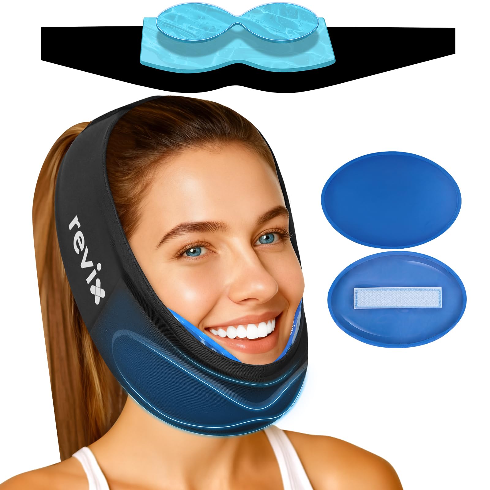 REVIX envoltorio cabeza-frio gel tres capas para enfriamiento prolongado.