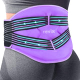 REVIX espalda-hielo reutilizable morado: alivio refrescante para la zona lumbar.