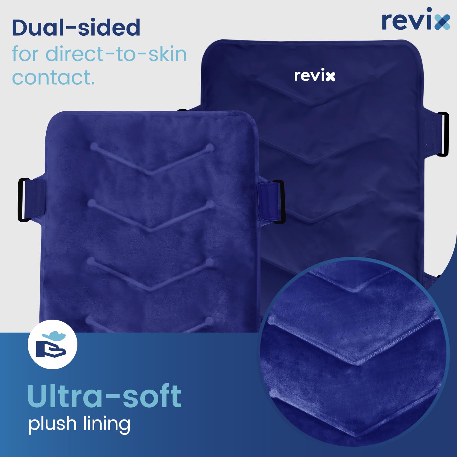 REVIX gel flexible permanece frío y se adapta a la espalda para cobertura estable