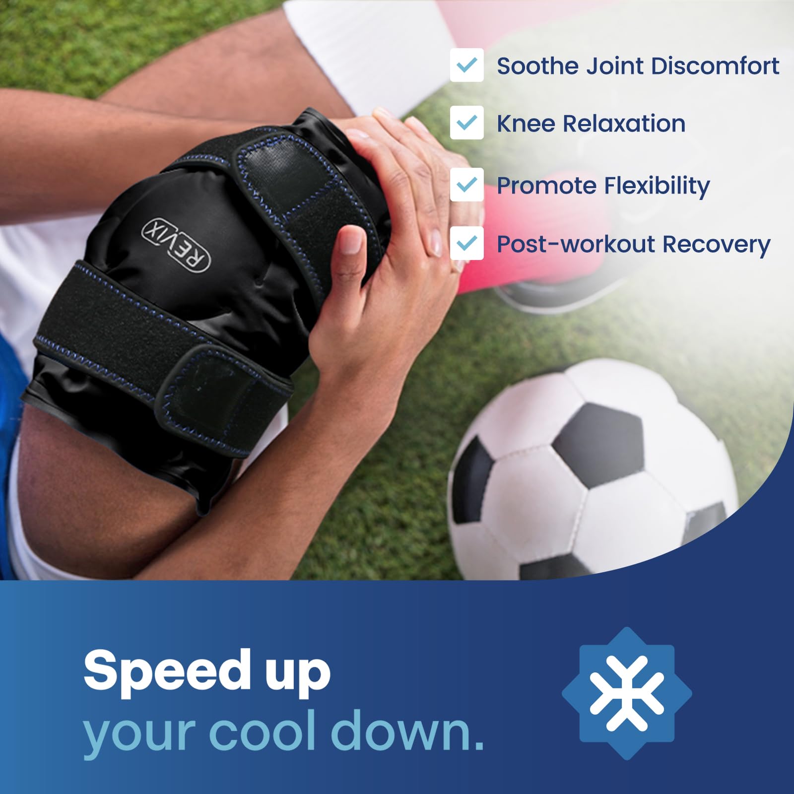 REVIX envoltura de hielo para rodilla, capas reversibles, uso flexible para ambos lados.