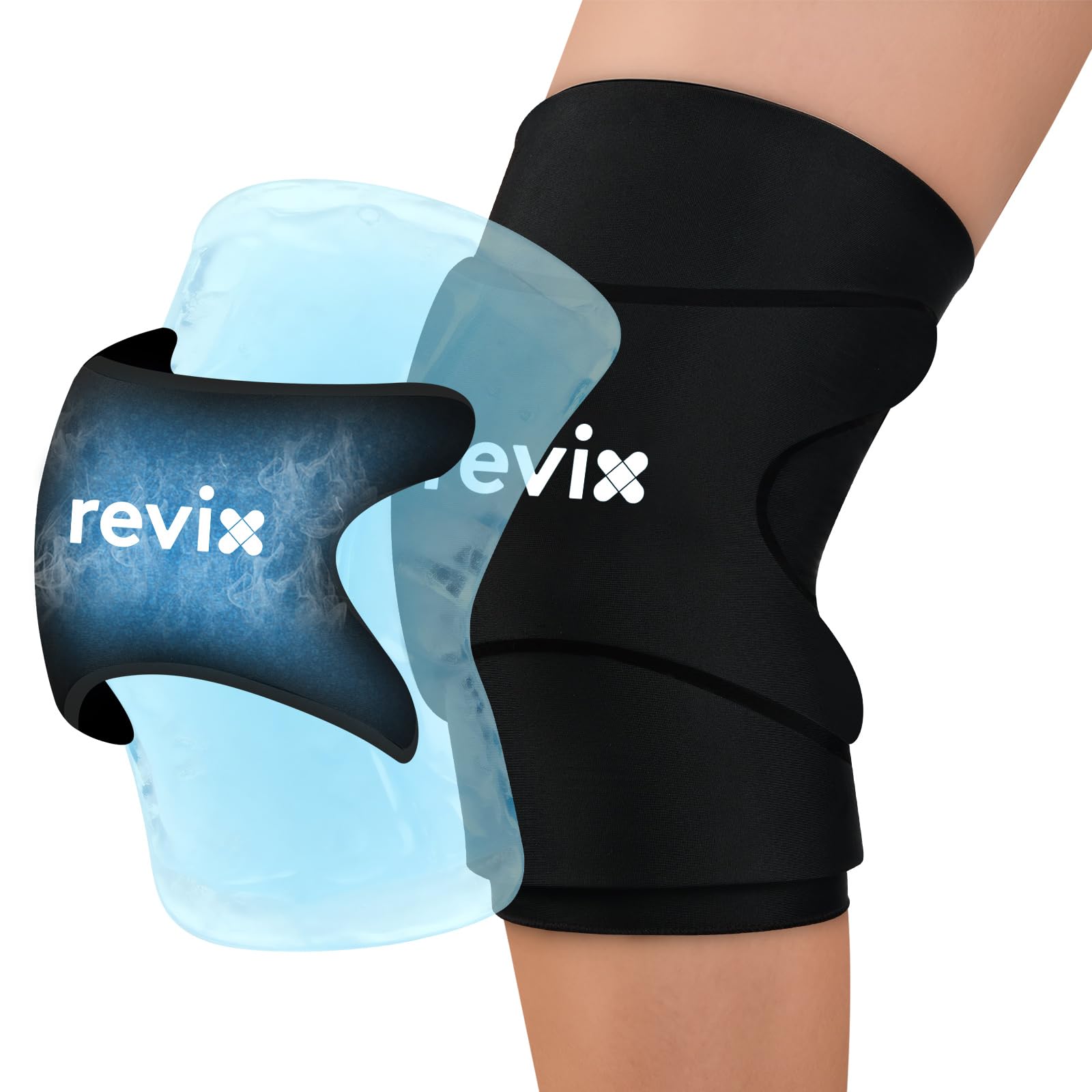 REVIX rodilla 3D con gel doble capa ofrece enfriamiento profundo y cómodo.