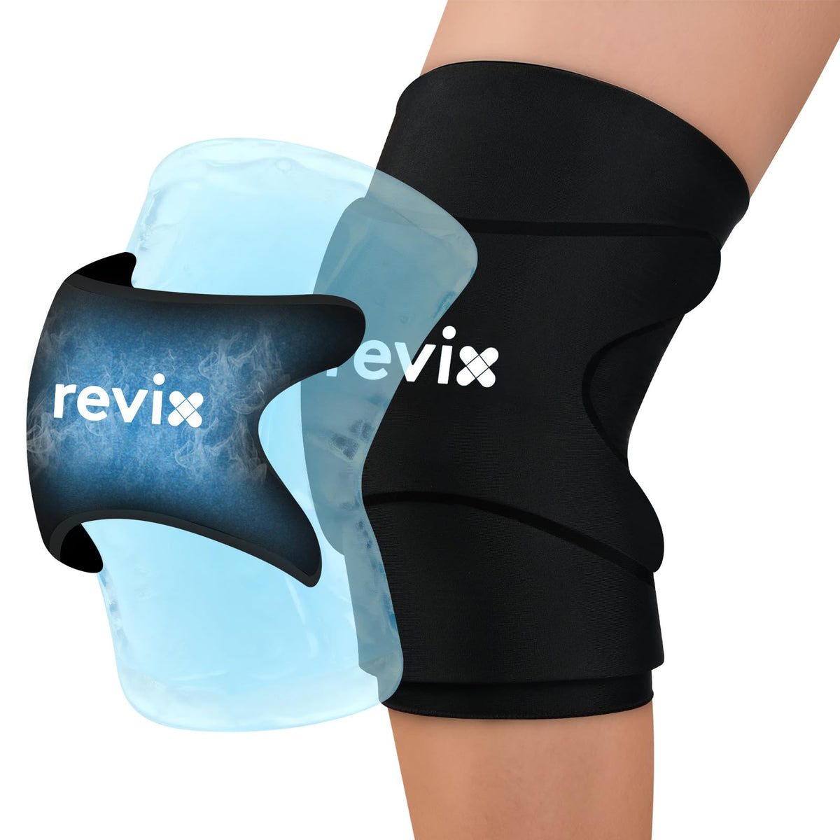 REVIX rodilla 3D con gel doble capa ofrece enfriamiento profundo y cómodo.