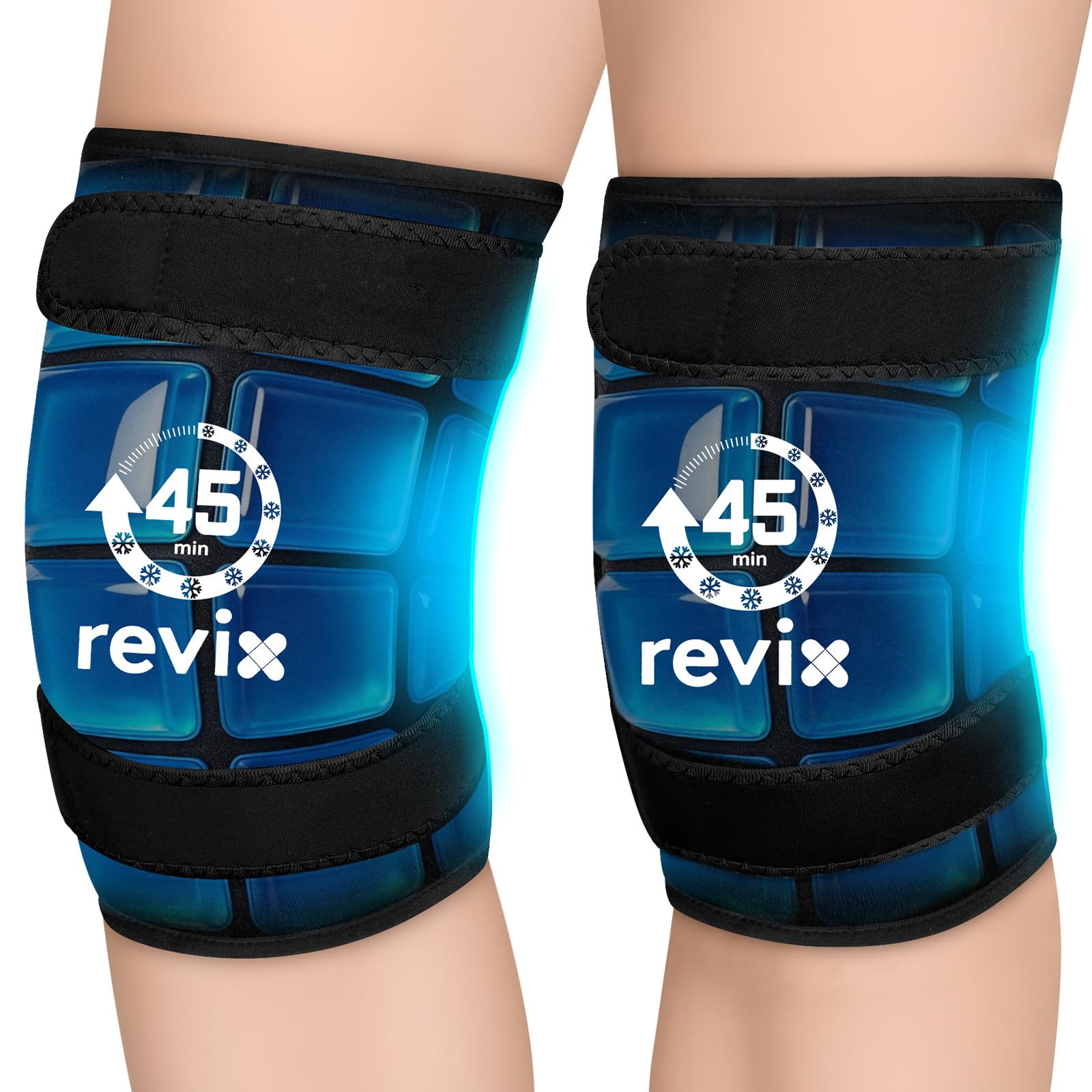 REVIX compresa fría para rodilla con gel enrejado ofrece enfriamiento uniforme.