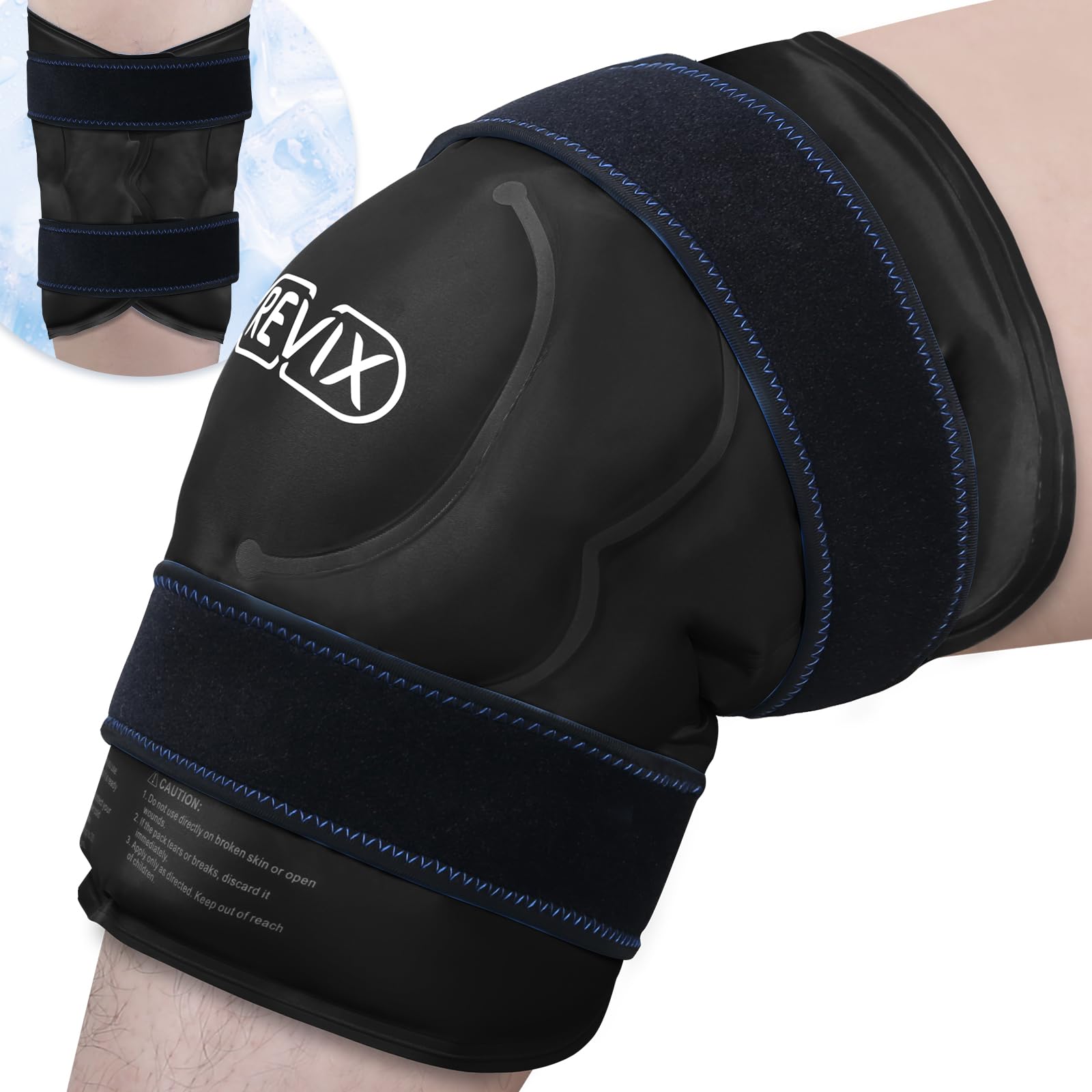 REVIX rodilla ice wrap XXXL frontal muestra cobertura total para comodidad diaria