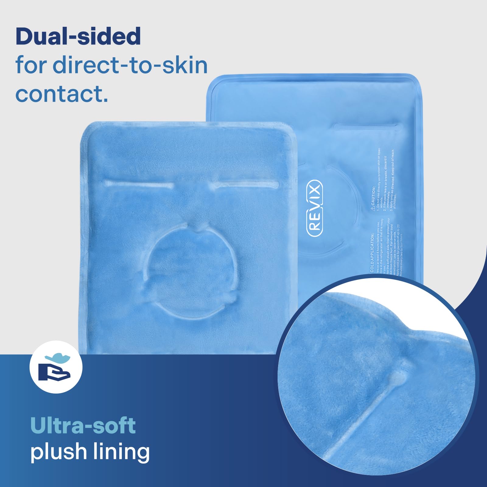 REVIX set de dos compresas para rodilla, listas para enfriar sesiones prolongadas.