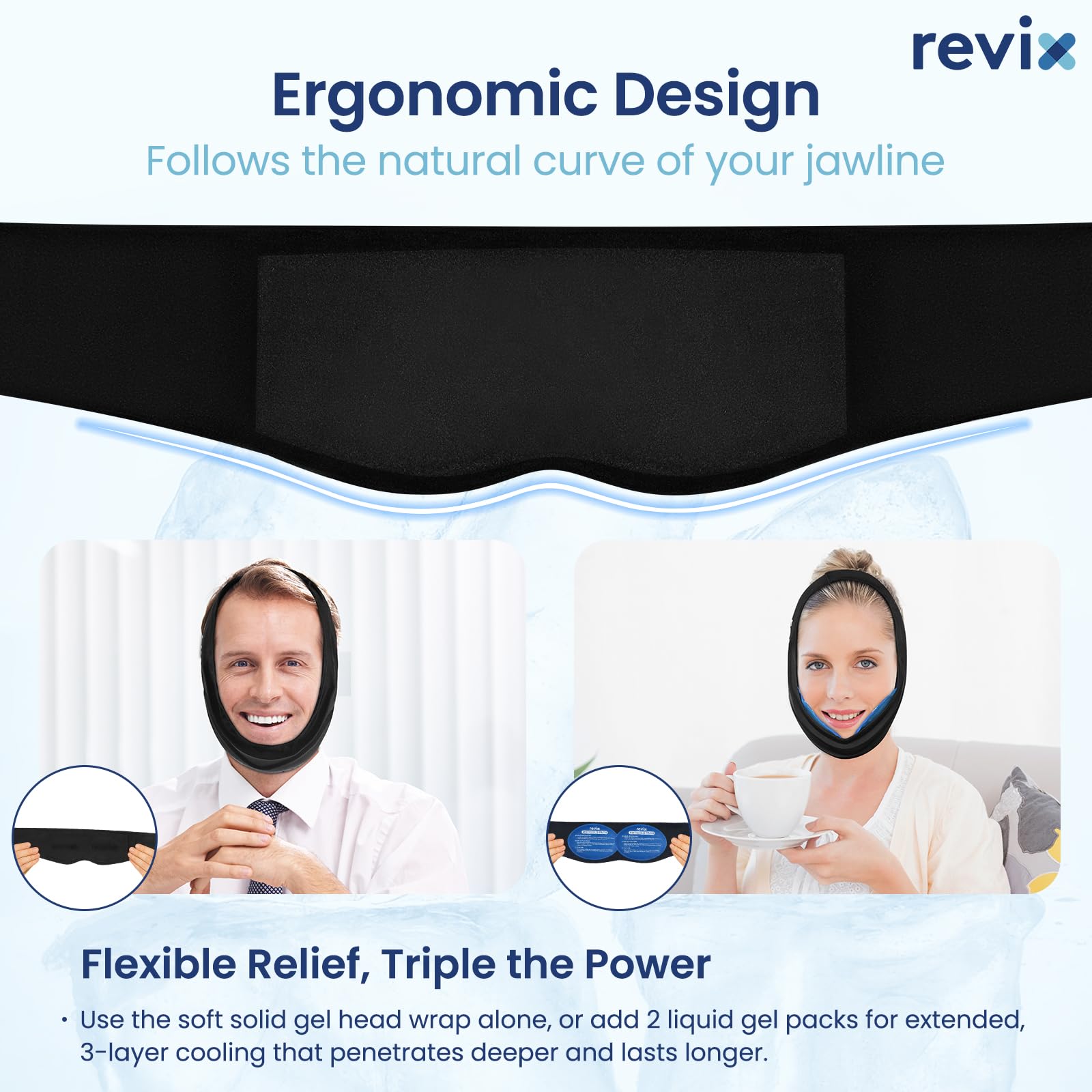 REVIX ajuste flexible que se adapta a diferentes tamaños de cabeza.