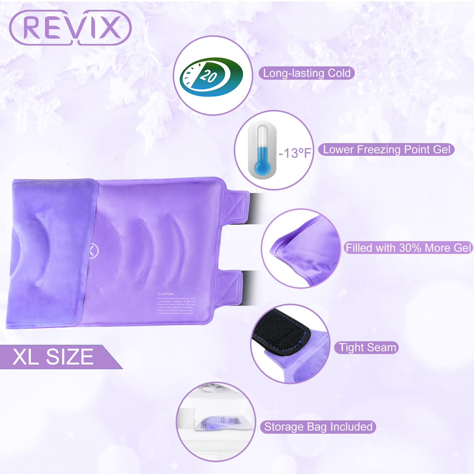 REVIX XL almohadilla de gel para rodilla con confort suave.
