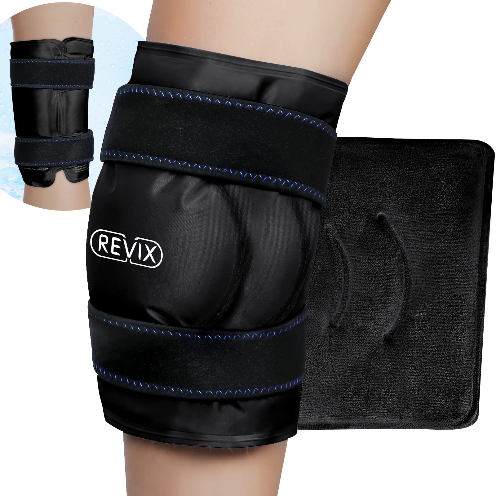 REVIX XL bolsa de hielo para rodilla con cobertura total para mayor comodidad.