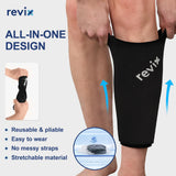 REVIX XL Shin Splints Ice Pack evita fugas gracias al gel estable.