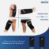 REVIX XL Shin Splints Ice Pack talla-xl se adapta a pantorrillas amplias.