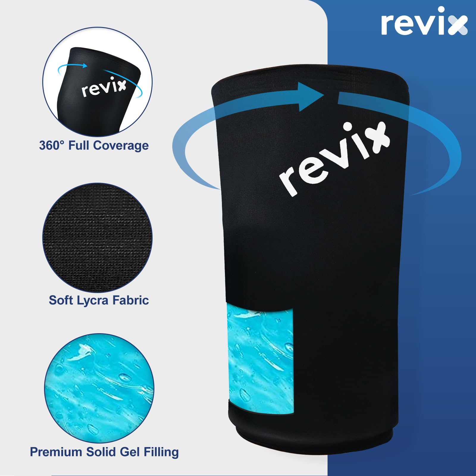 REVIX XL Shin Splints Ice Sleeve material-lycra-suave que no irrita la piel.