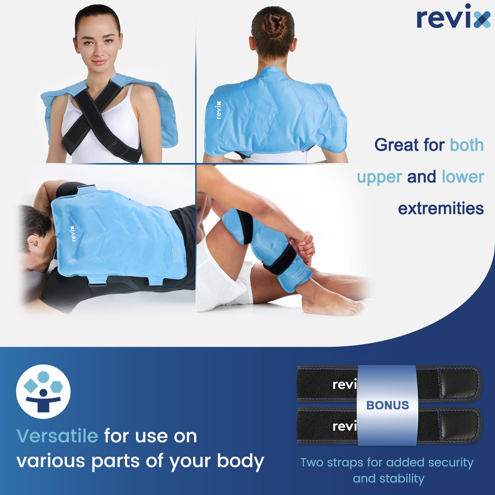 REVIX XXL gel de baja congelación mantiene flexibilidad para contacto continuo.