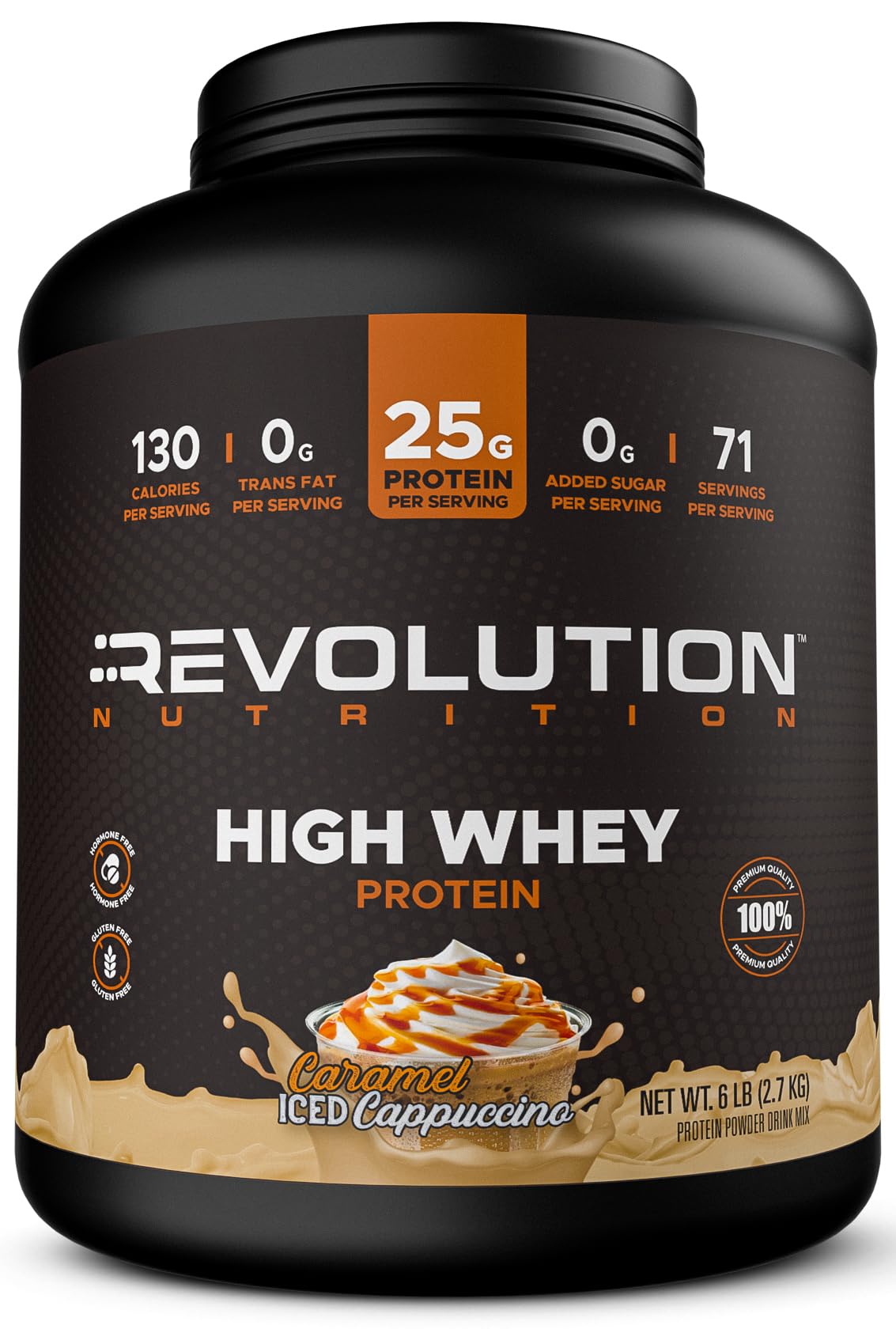 Revolution Nutrition High Whey: bote y porción para planificar la ingesta proteica diaria