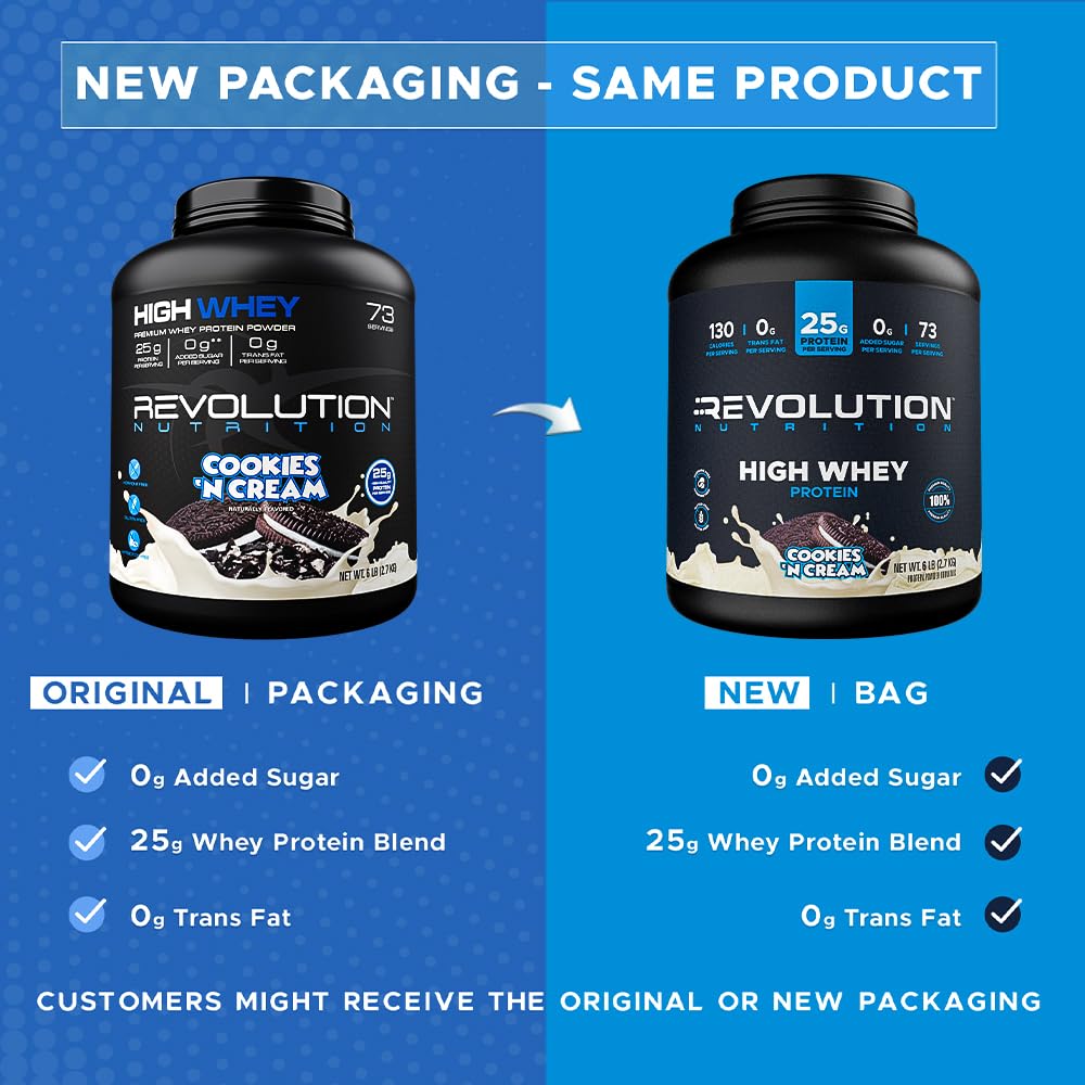 Revolution Nutrition High Whey, etiqueta nutricional clara para planificar tu ingesta.