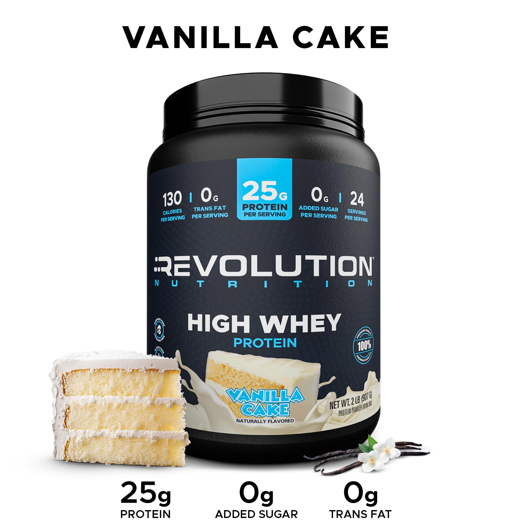 Revolution Nutrition High Whey, sabor vainilla pastel, batido cremoso