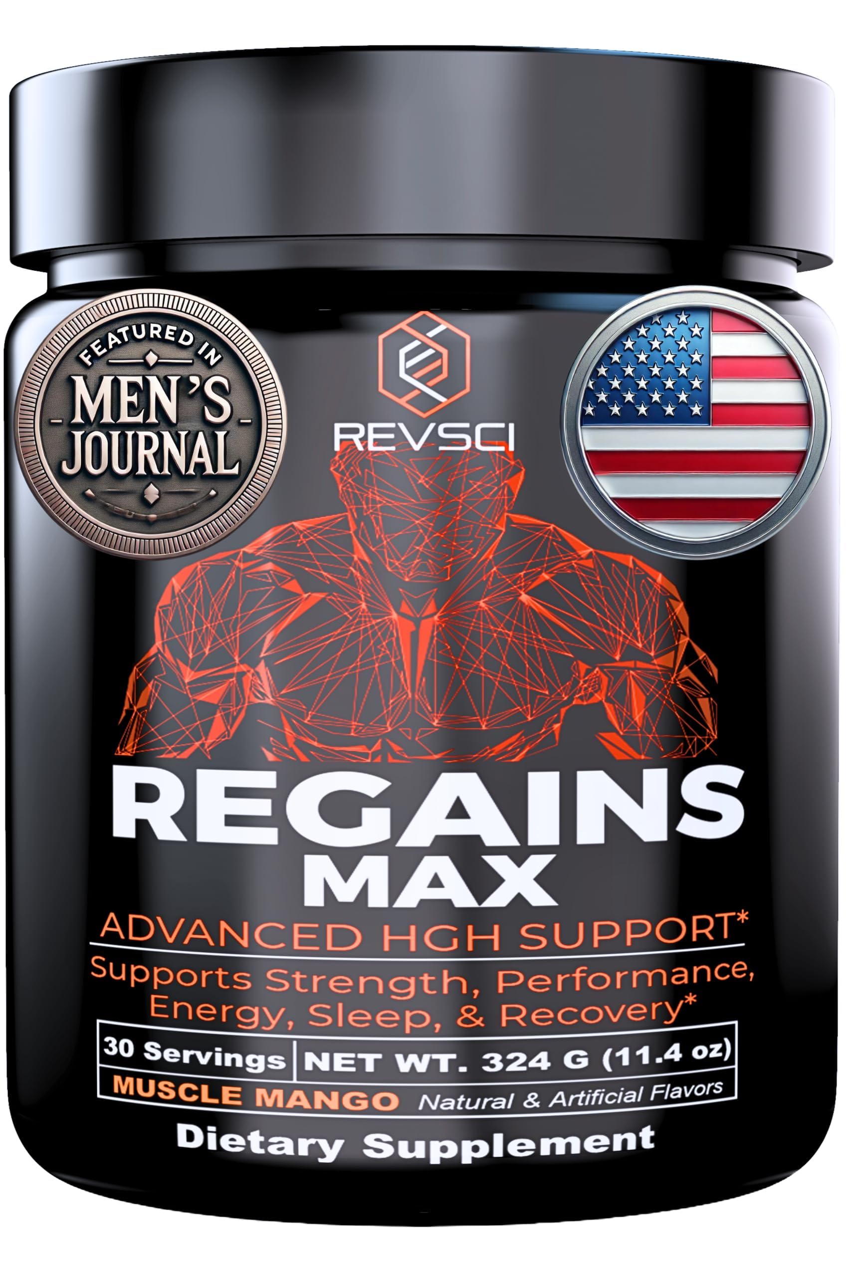 Regains MAX botella de Revolution Science para apoyo muscular diario