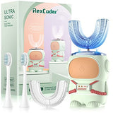 RexCodar cepillo dientes infantil forma-U verde, limpieza 360° para dientes de leche.