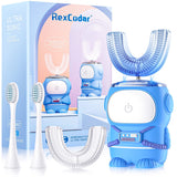 Cepillo RexCodar para niños, forma U con diseño de astronauta azul.