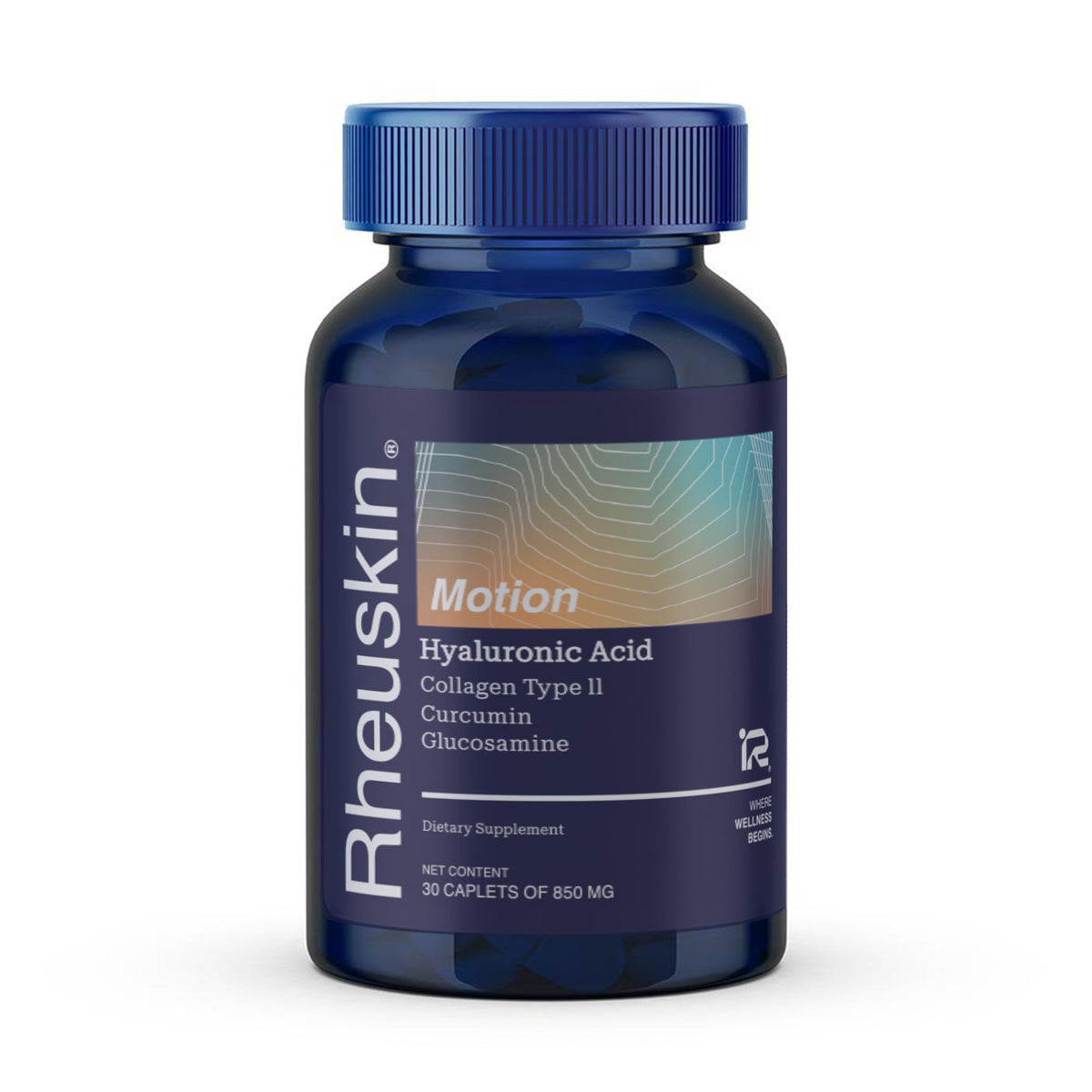 Rheuskin: botella de cápsulas para soporte articular diario y flexibilidad.