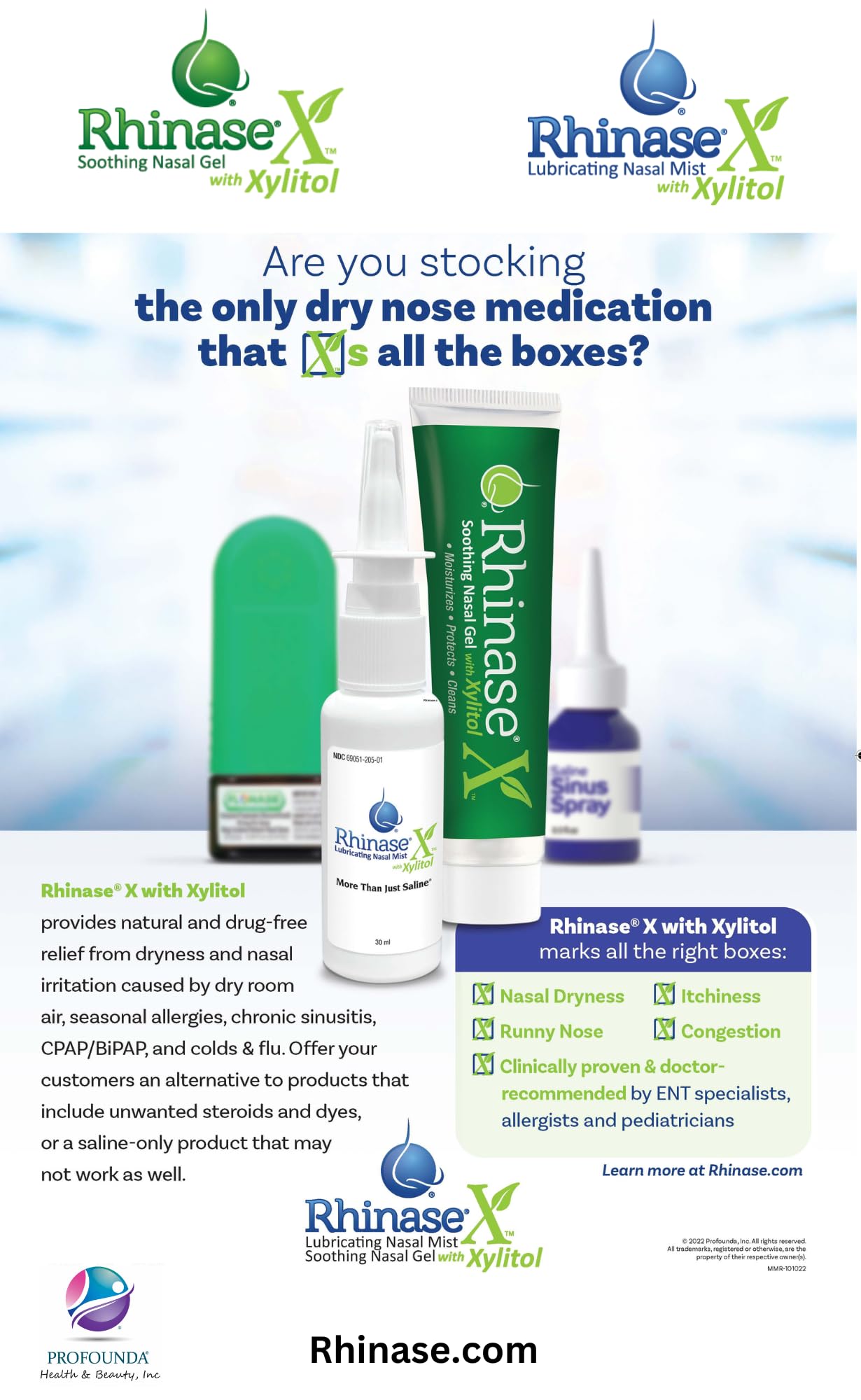 Bote gel nasal Rhinase X, hidratación suave diaria