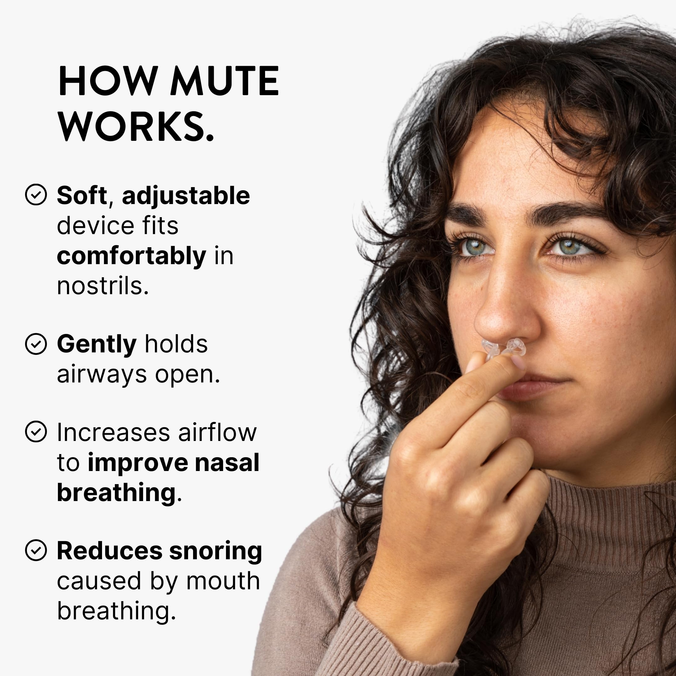 Dilatador nasal Rhinomed Mute para uso diario y mejora de flujo nasal.
