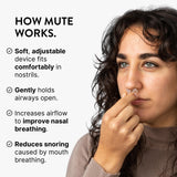 Dilatador nasal Rhinomed Mute para uso diario y mejora de flujo nasal.