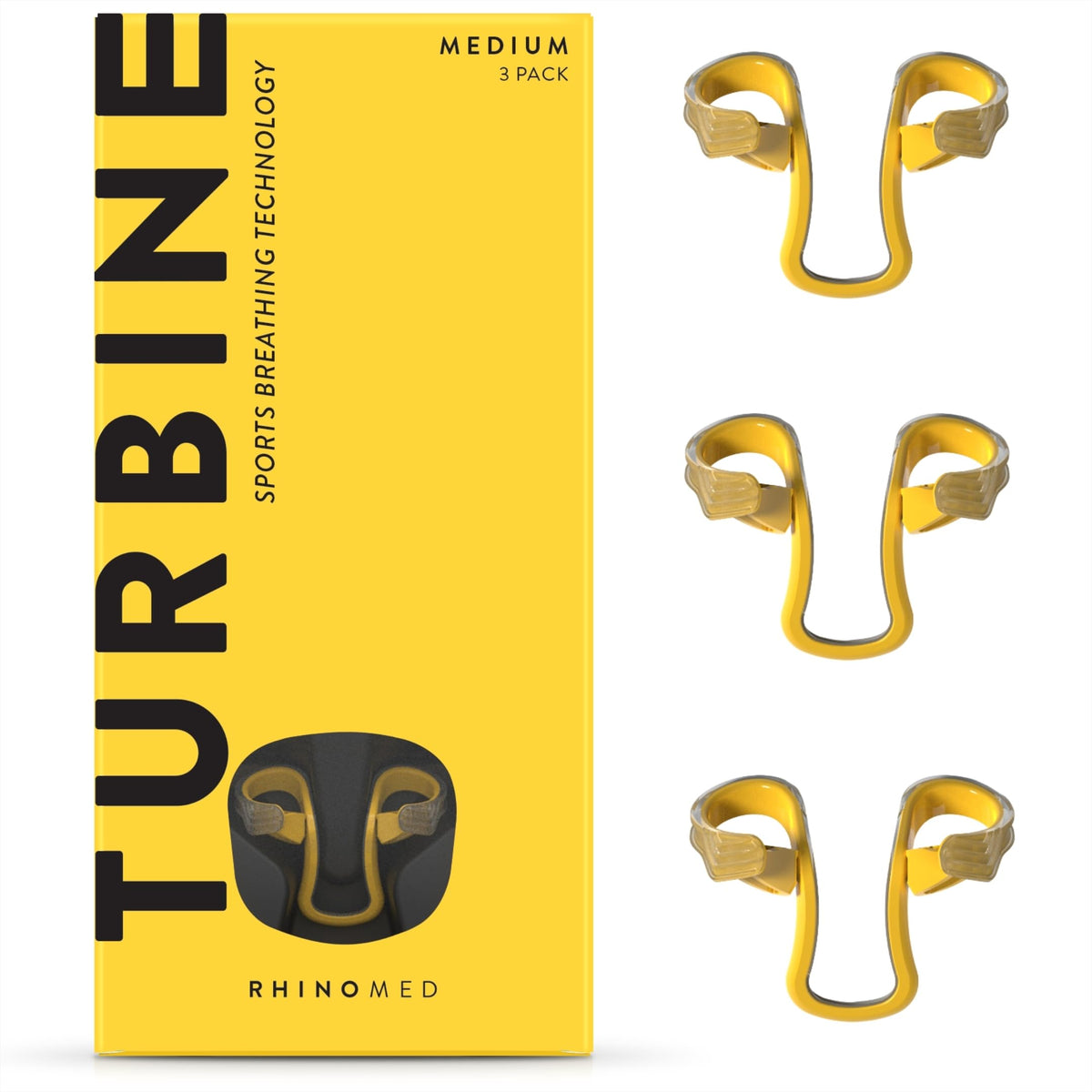 Rhinomed Turbine dilatador nasal talla mediana pack de 3 para ajuste cómodo durante ejercicios
