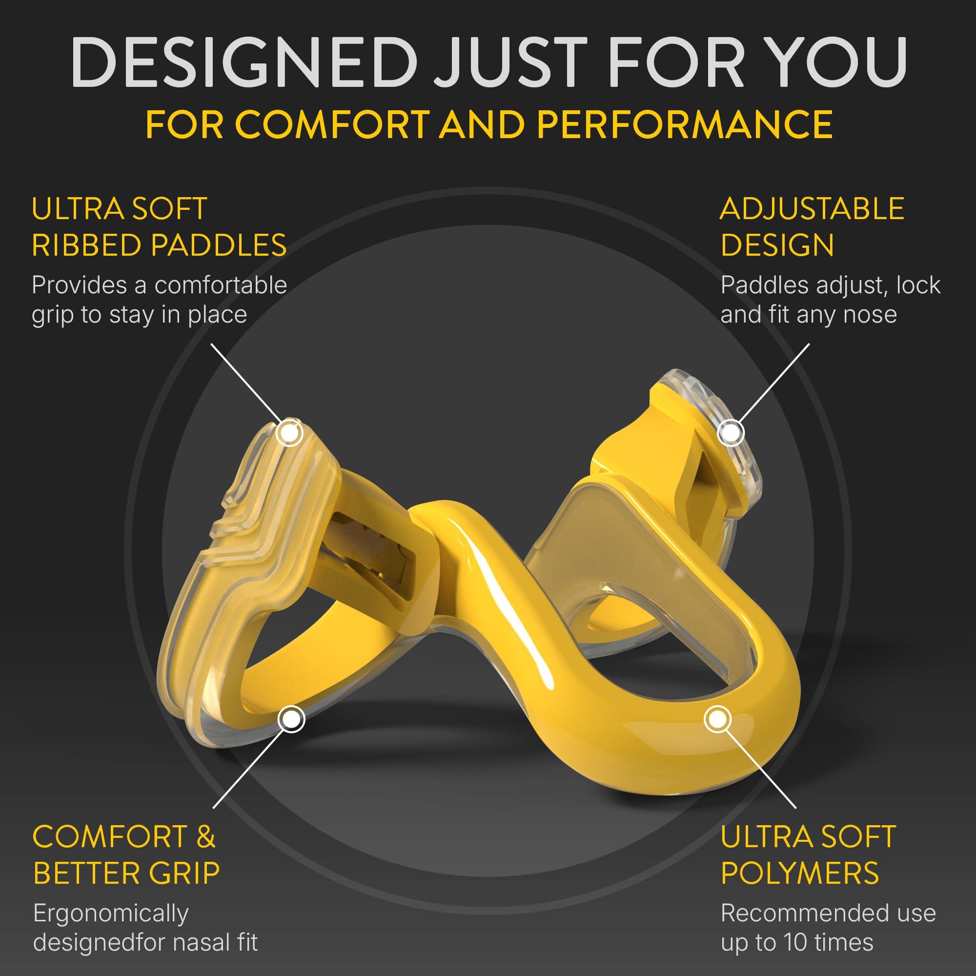 Rhinomed Turbine dilatador nasal con tres tallas para ajuste cómodo.