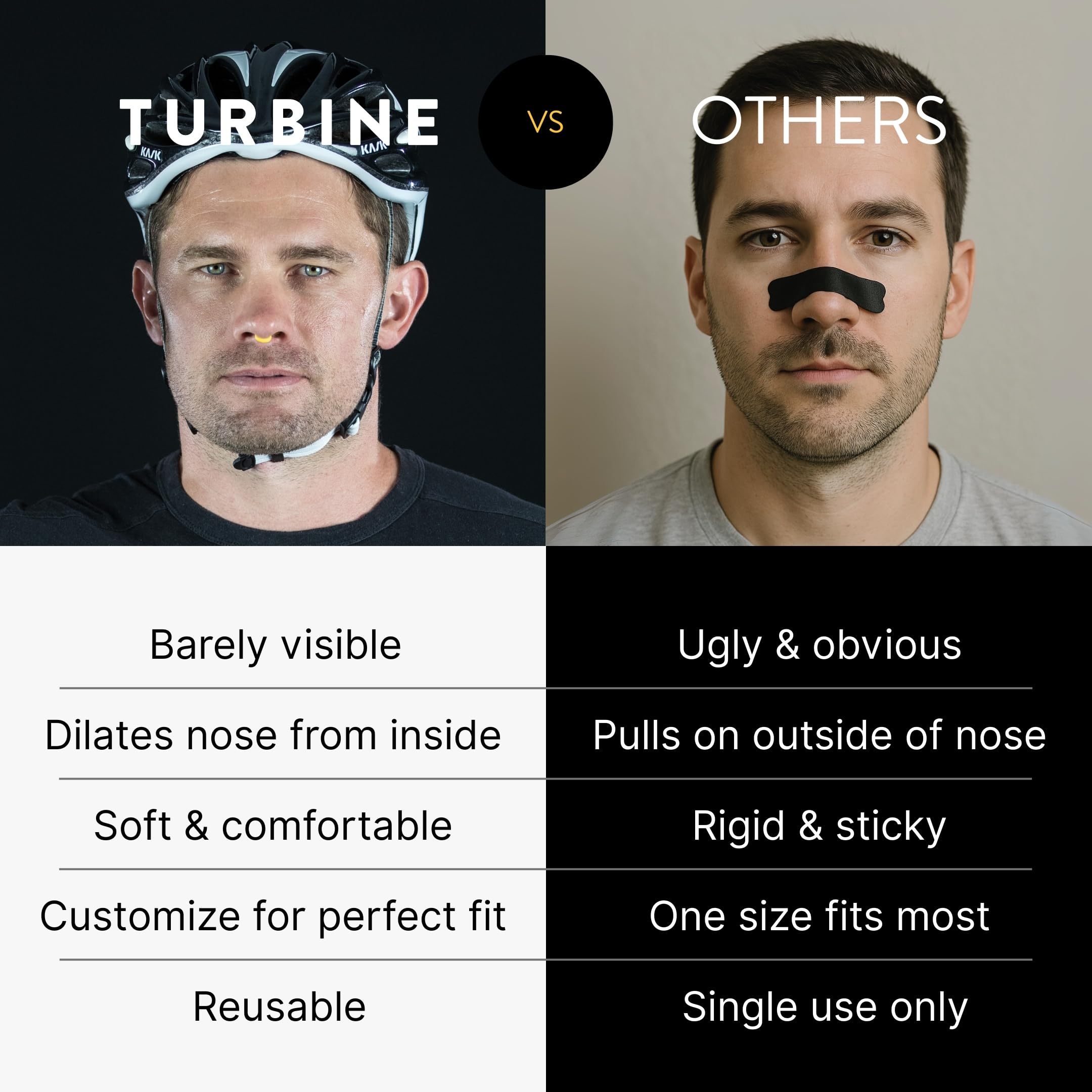 Rhinomed Turbine dilatador nasal usado por atletas de élite para apoyo respiratorio durante competición