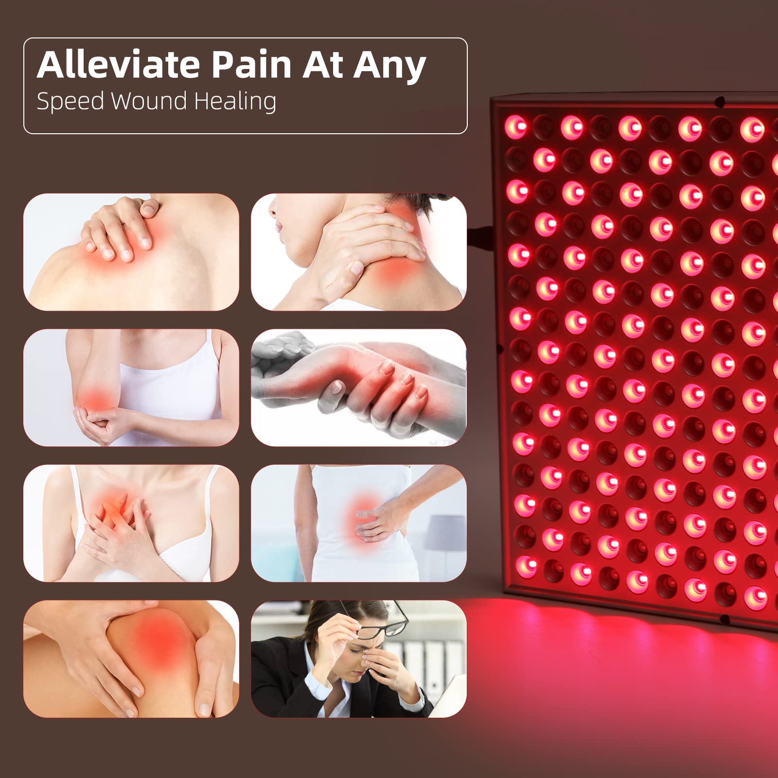 Rhmip panel LED rojo para alivio suave de molestias musculares.