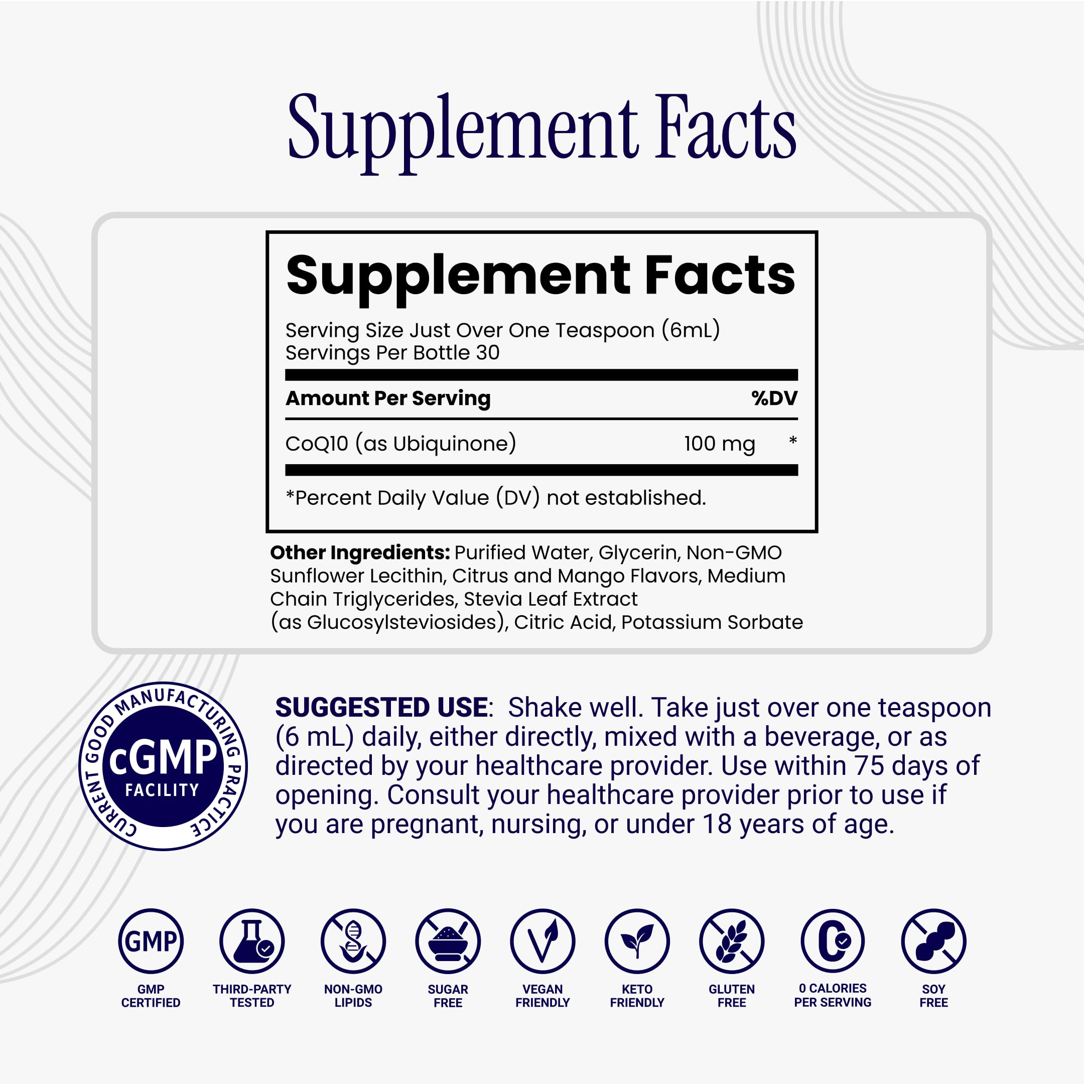 Rho Nutrition CoQ10 liposomal: sabor naranja para consumo diario sin esfuerzo.