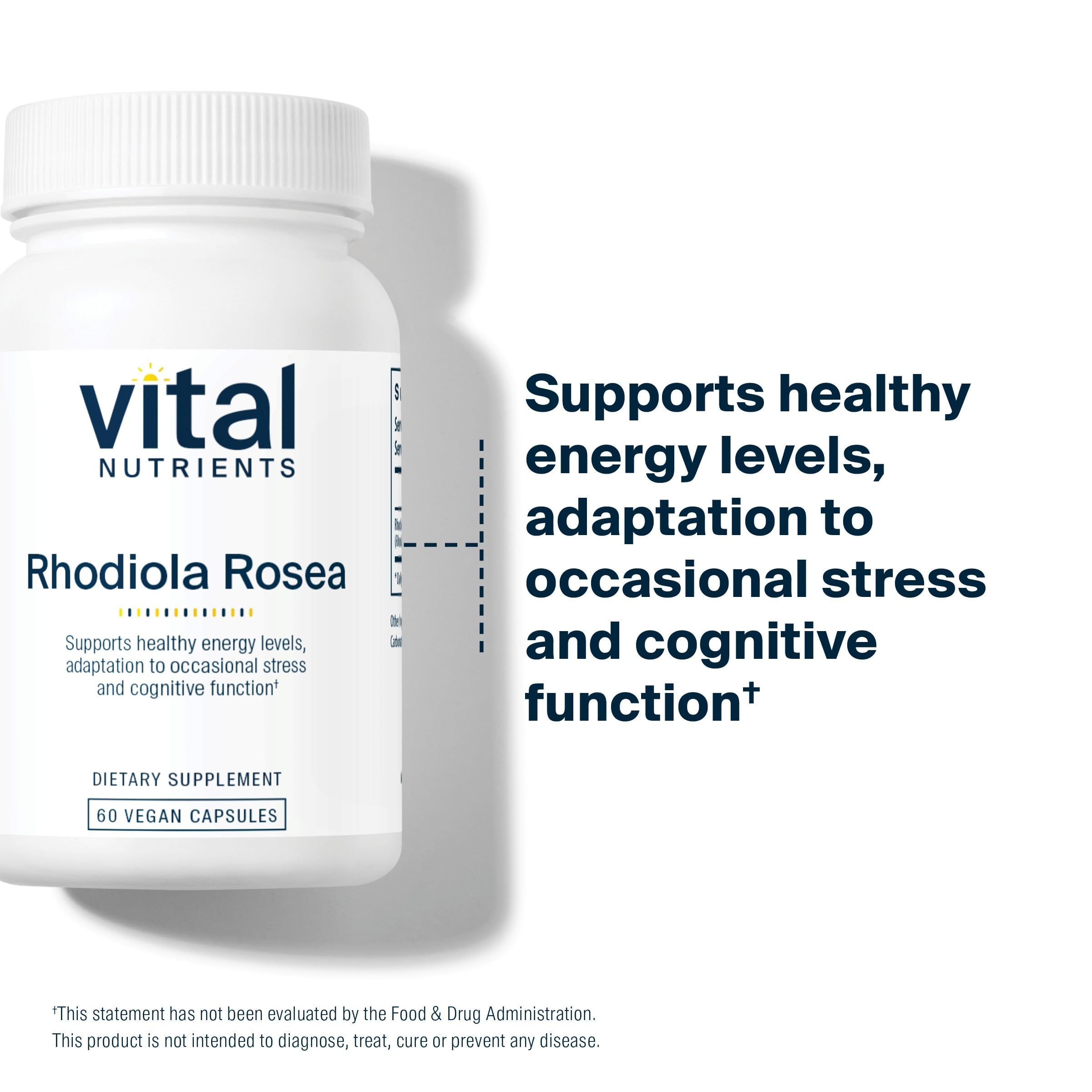 Rhodiola Rosea Vital Nutrients: etiqueta de ingredientes para transparencia del producto