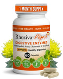 Rhoziva Digest: cápsulas en botella para apoyo digestivo diario.
