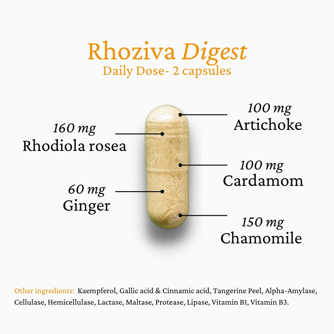 Mano abre cápsulas de Rhoziva Digest para uso diario.