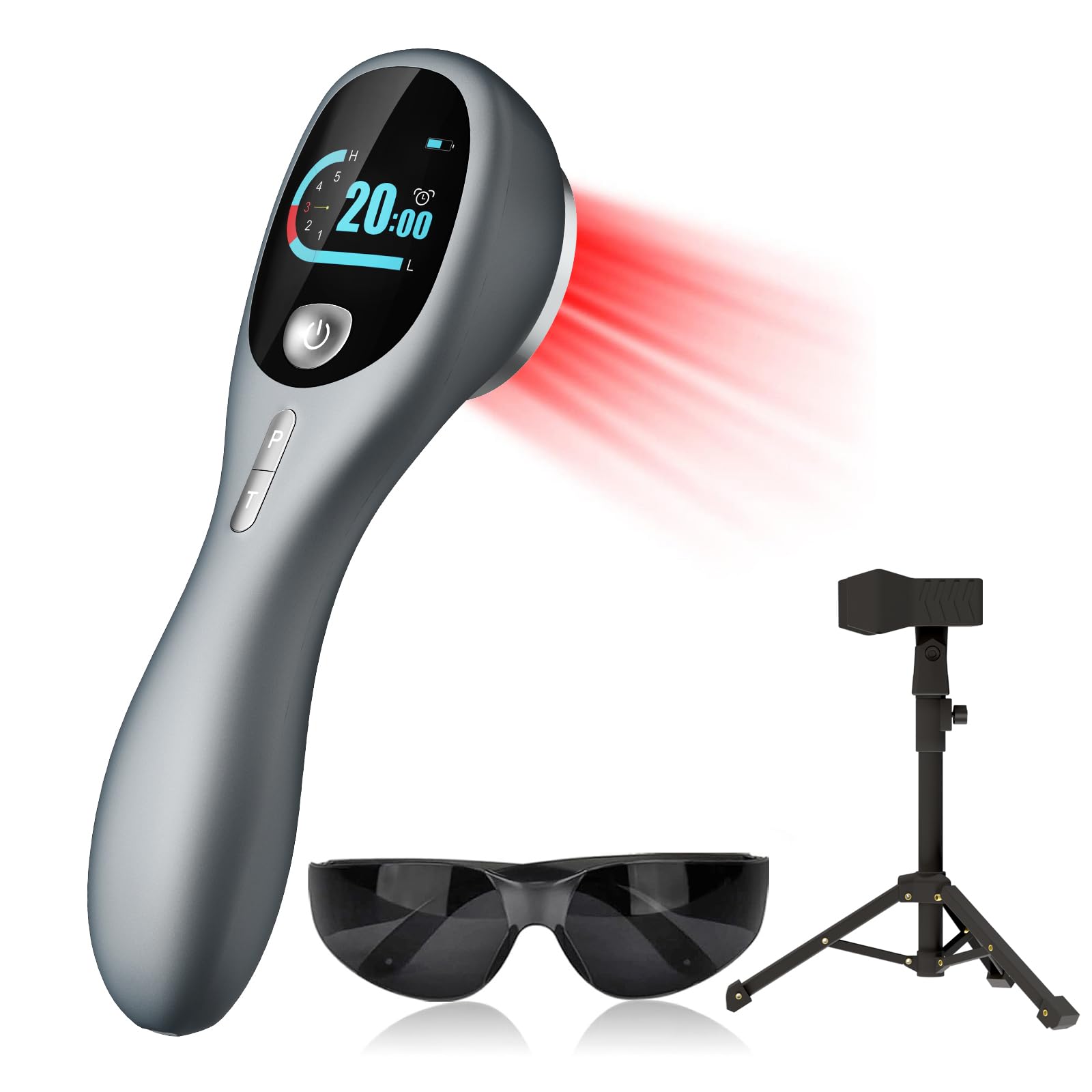 RICIAL varita de luz roja portátil con soporte para uso cómodo.