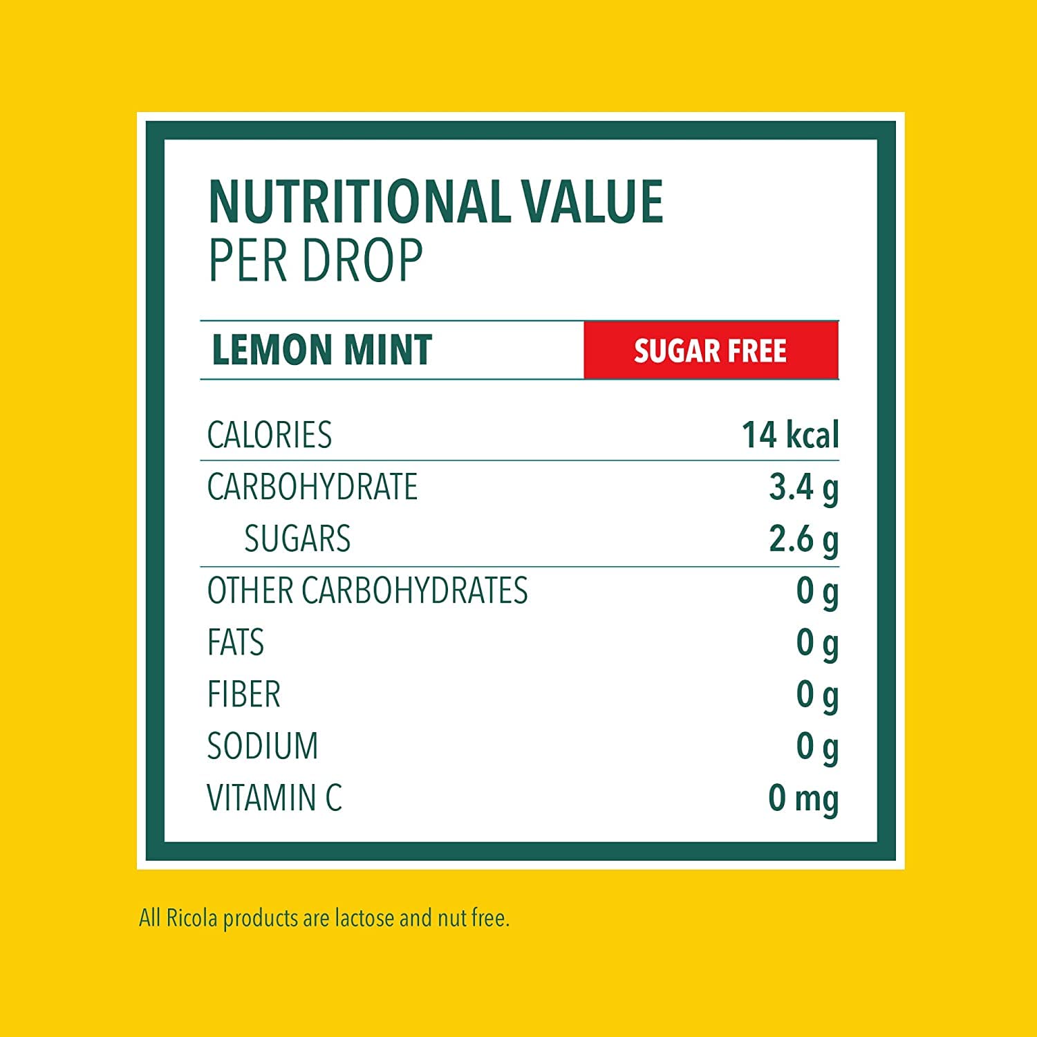 Ricola aroma herbal: notas de menta y limón para relajarse.