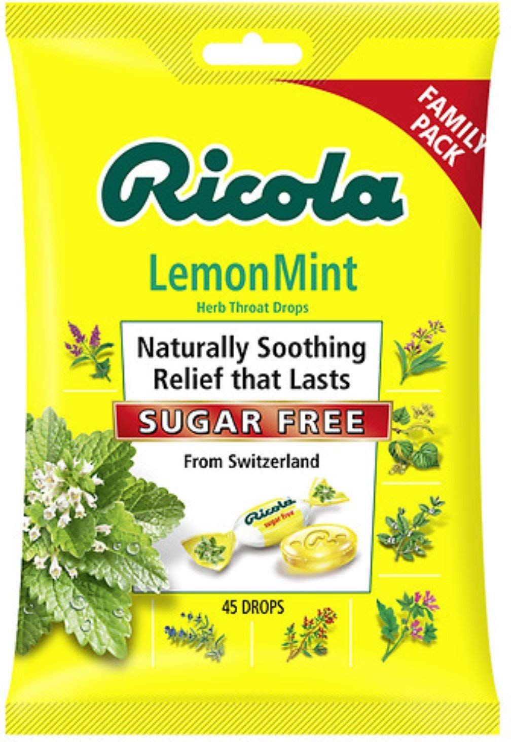 Ricola Limon-Menta sin azúcar, alivio suave para la garganta durante resfriados
