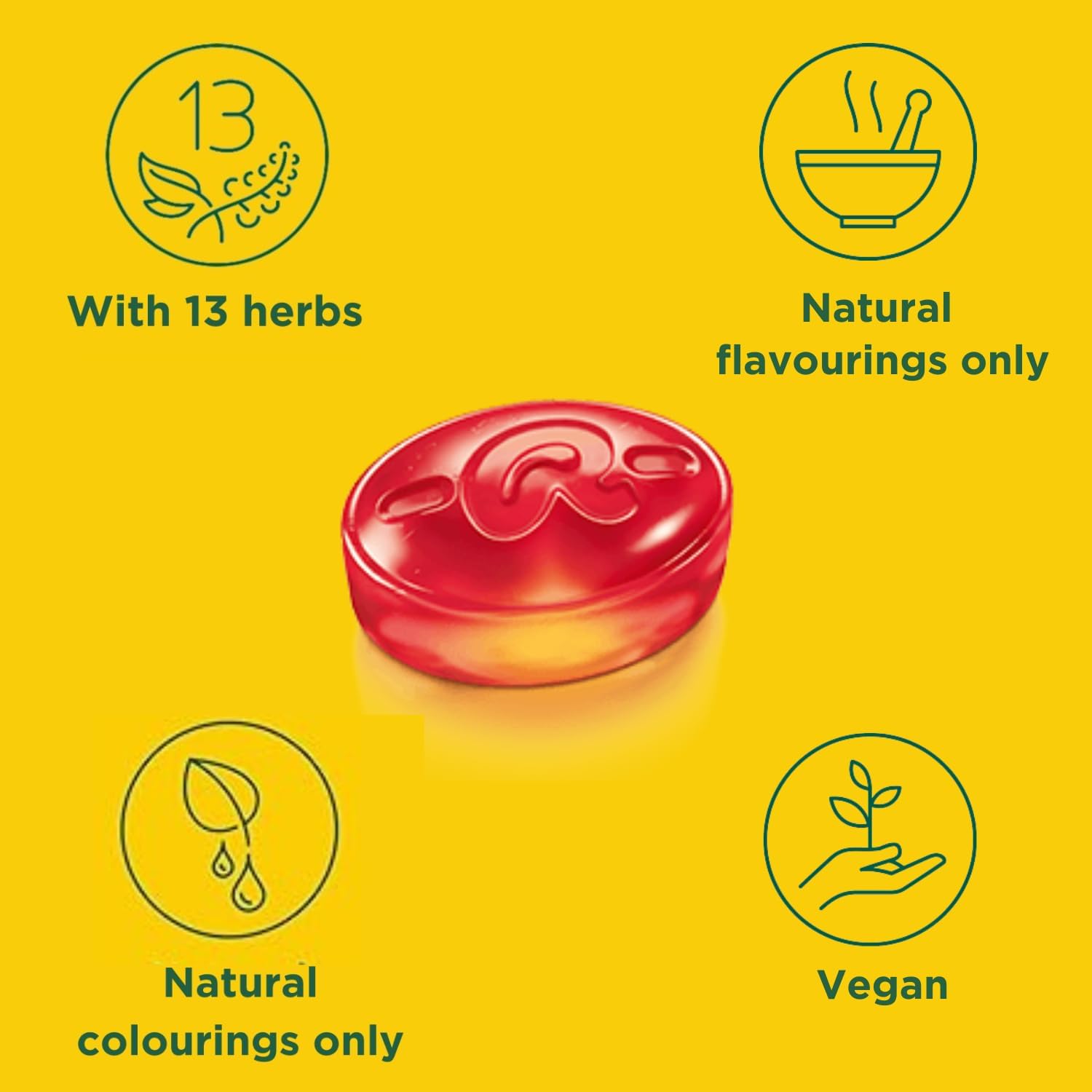 Pastillas Ricola Cranberry con jugo real de arándano, sabor natural