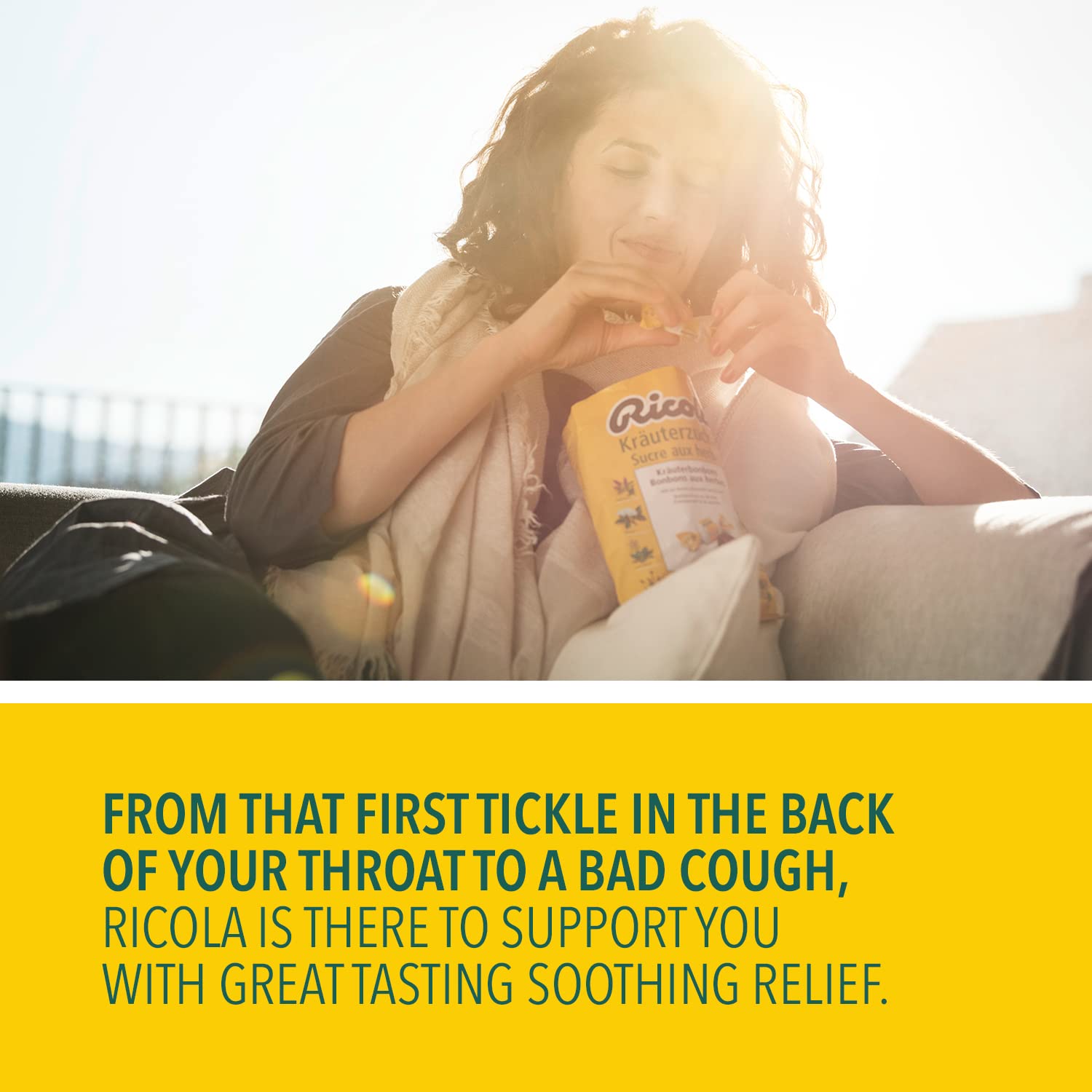Ricola, calidad tradicional alpina: mezcla de hierbas para un sabor natural.