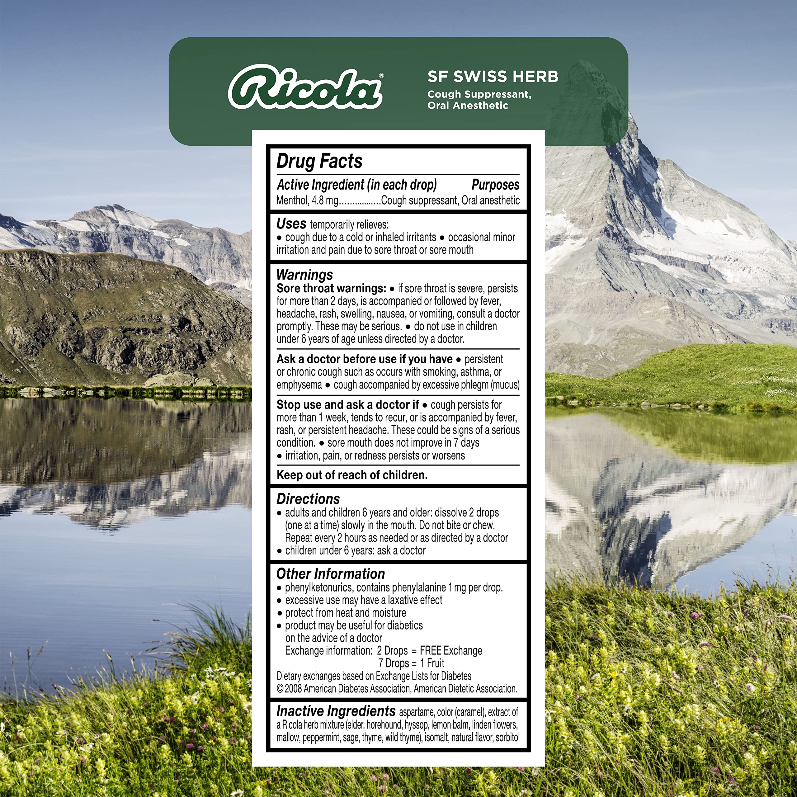 Ricola drops embalaje individual, higiene y control de porciones.