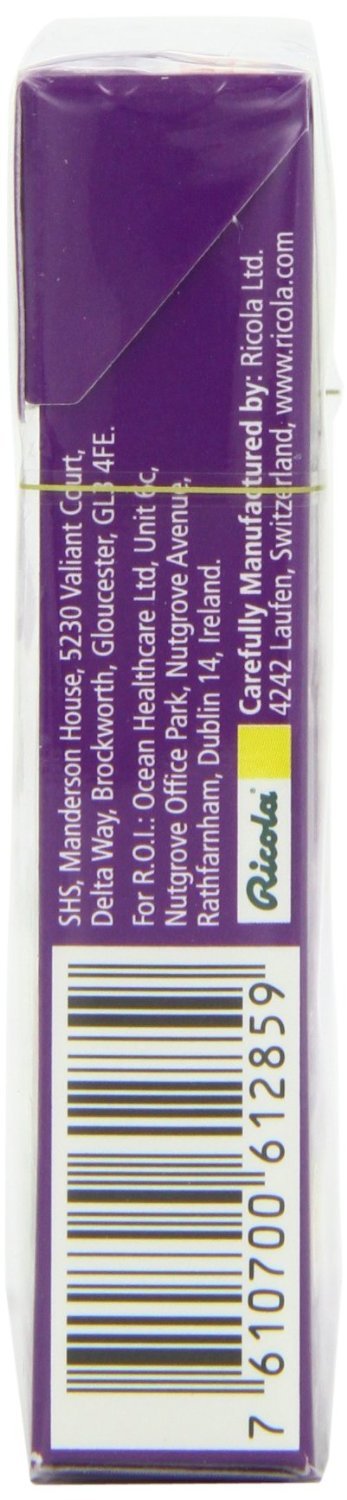 Primer plano de caramelos Ricola flor de sauco sin azúcar.