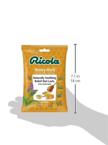 Gotas Ricola miel-hierbas, textura suave para garganta sensible.