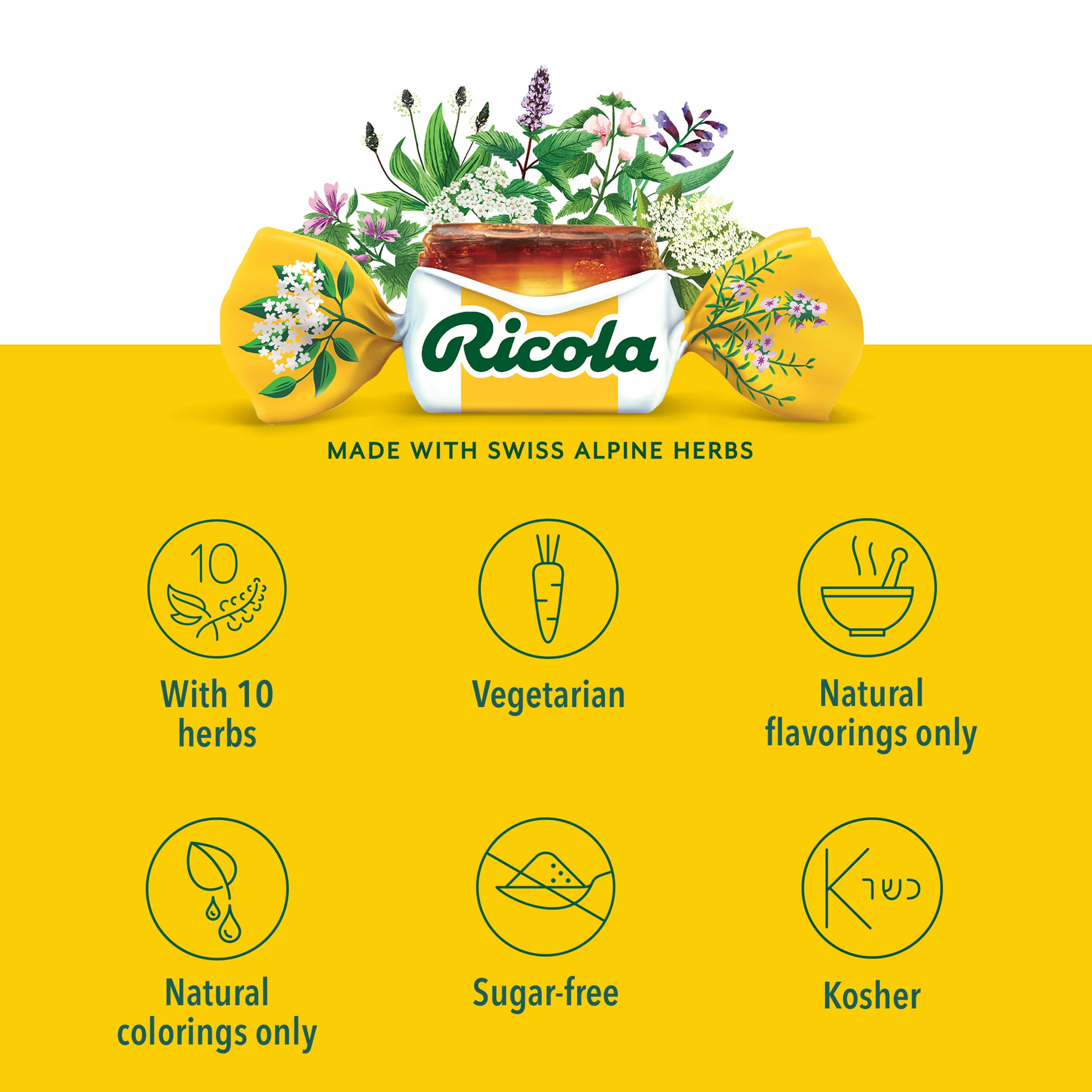 Ricola gotas sabor herbal con melisa y menta para uso diario
