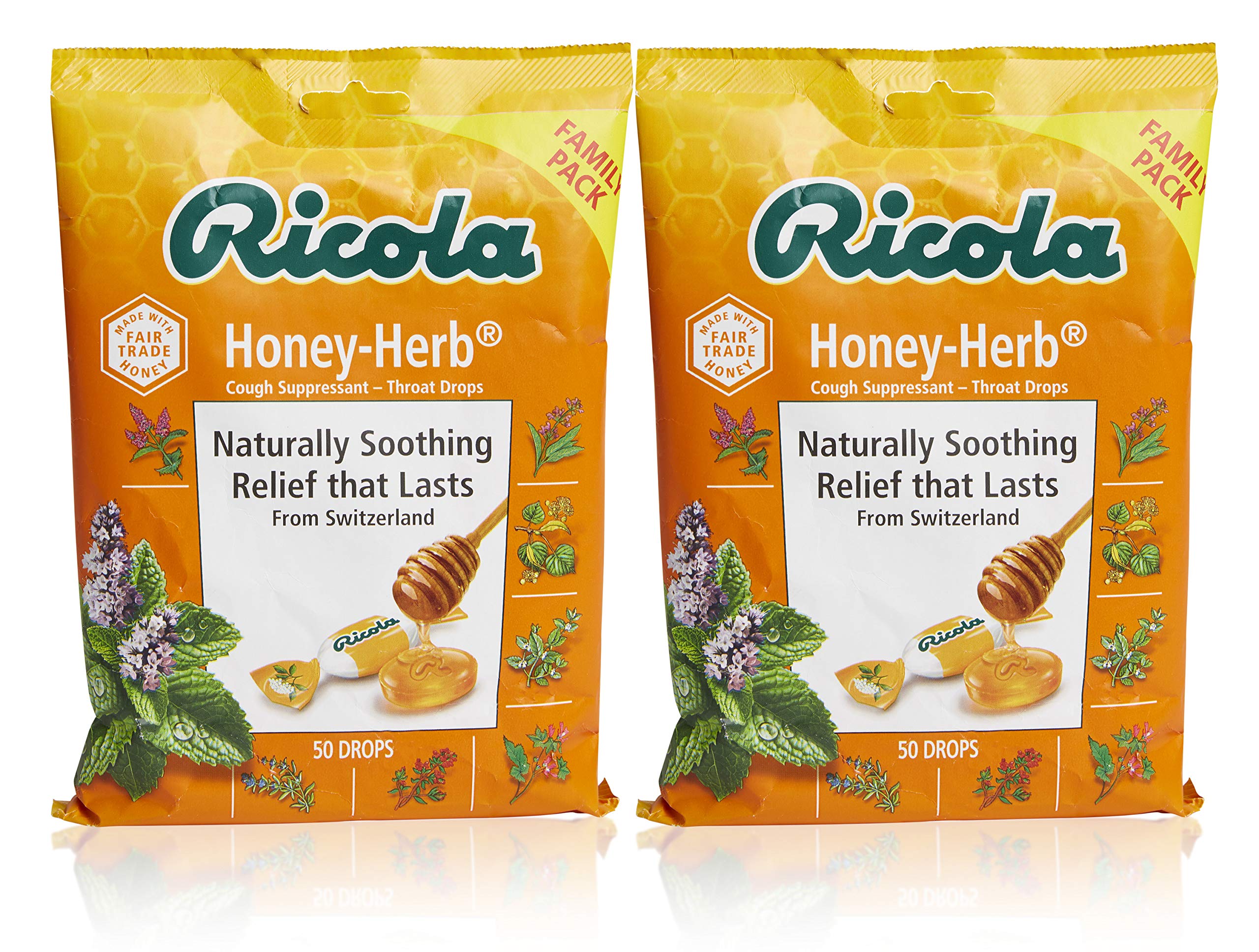 Ricola Miel e Hierbas: pastillas en caja doble de 50 para consuelo de la garganta.