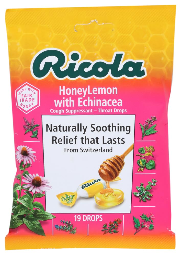 Ricola pastillas para tos sabor miel-limón con echinácea, 19 unidades por caja.